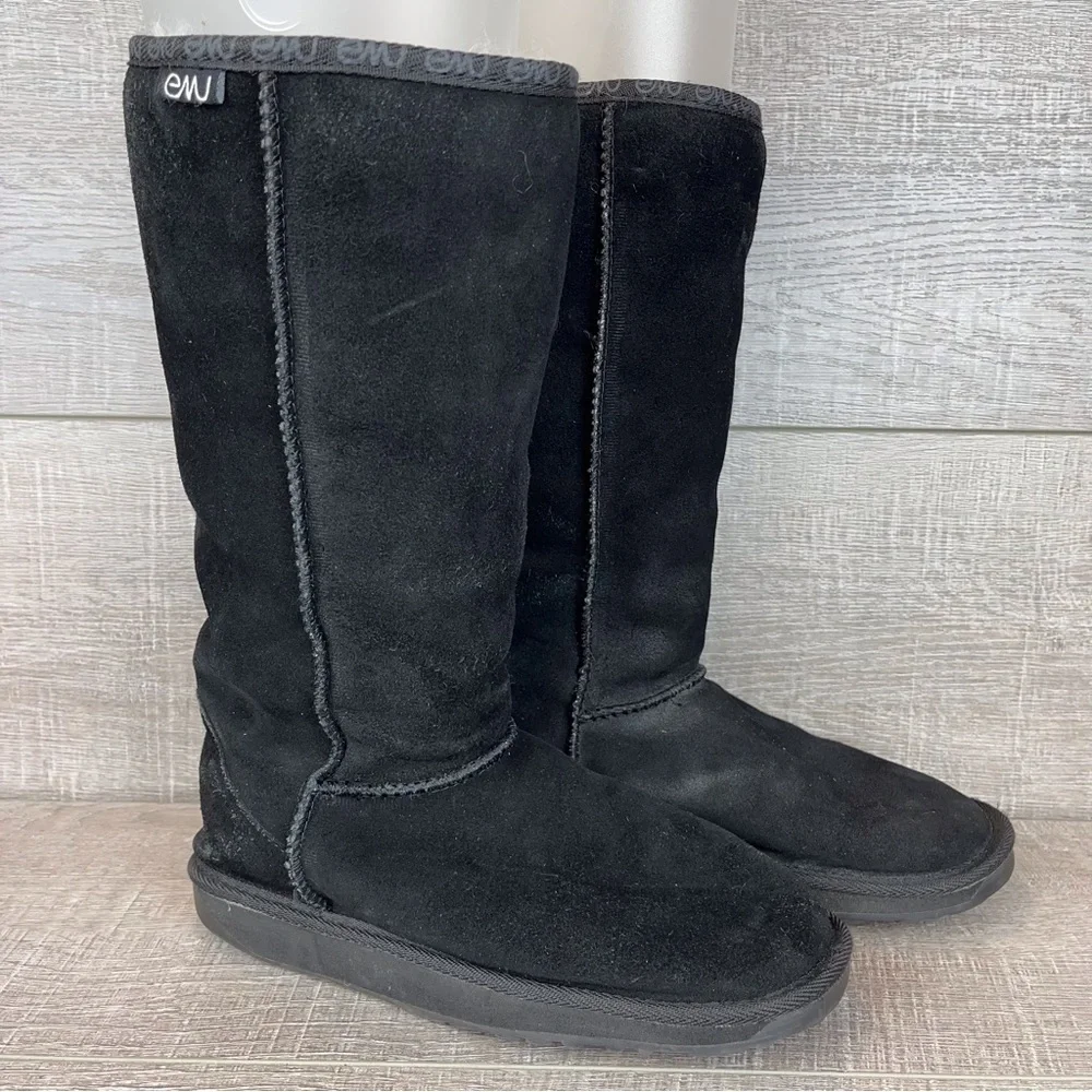 EMU sz 6 Brontë black suede wool lined boots